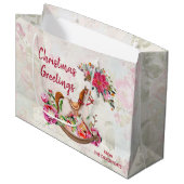 Victoriaans Rocking Horse en Poinsettia Kerstmis Groot Cadeauzakje (Voorkant Gekanteld)