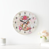 Victoriaans Rocking Horse en Poinsettia Kerstmis Grote Klok (Huis)