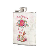 Victoriaans Rocking Horse en Poinsettia Kerstmis Heupfles (Links)