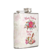 Victoriaans Rocking Horse en Poinsettia Kerstmis Heupfles (Rechts)