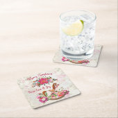 Victoriaans Rocking Horse en Poinsettia Kerstmis Kartonnen Onderzetters (Insitu)