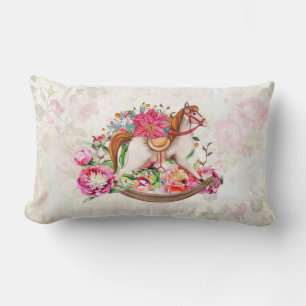 Victoriaans Rocking Horse en Poinsettia Kerstmis Kussen