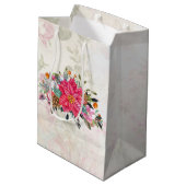 Victoriaans Rocking Horse en Poinsettia Kerstmis Medium Cadeauzakje (Achterkant Gekanteld)