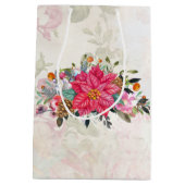 Victoriaans Rocking Horse en Poinsettia Kerstmis Medium Cadeauzakje (Achterkant)