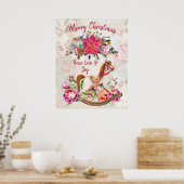 Victoriaans Rocking Horse en Poinsettia Kerstmis Poster (Keuken)