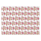 Victoriaans Rocking Horse en Poinsettia Kerstmis Tafelkleed (Voorkant (Horizontaal))