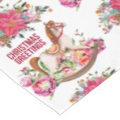 Victoriaans Rocking Horse en Poinsettia Kerstmis Tafelkleed (Gekanteld)