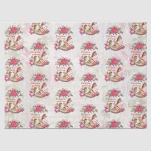 Victoriaans Rocking Horse en Poinsettia Kerstmis Tissuepapier