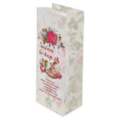 Victoriaans Rocking Horse en Poinsettia Kerstmis Wijn Cadeautas (Voorkant Gekanteld)