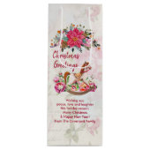 Victoriaans Rocking Horse en Poinsettia Kerstmis Wijn Cadeautas (Voorkant)