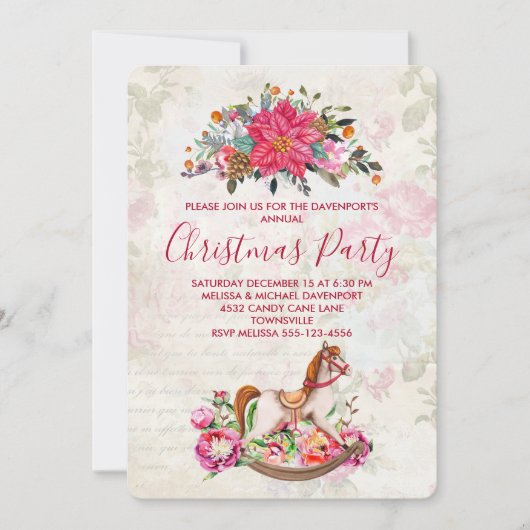 Victoriaans Rocking Horse Kerstfeest Kaart (Voorkant)