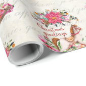 Victoriaans  Rocking Horse kerstpatroon Cadeaupapier (Rol Hoek)