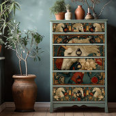 Victoriaans Rode Bloemen William Morris Style Eenh Tissuepapier