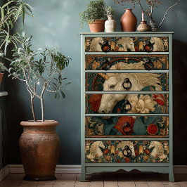 Victoriaans Rode Bloemen William Morris Style Eenh Tissuepapier