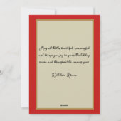  Victoriaans Rode Dame Blauwe Kerstmis Feestdagenkaart (Achterkant)