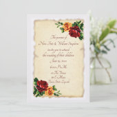  Victoriaans Rode en Gele Rozen Kaart (Staand voorkant)