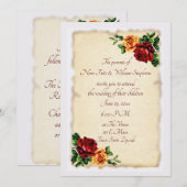  Victoriaans Rode en Gele Rozen Kaart (Voorkant / Achterkant)