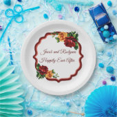 Victoriaans rode en gele rozen papieren bordje (Feest)