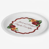 Victoriaans rode en gele rozen papieren bordje (Gekanteld)