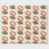  Victoriaans rode groene kerst Holly Candle Cadeaupapier (Vlak)