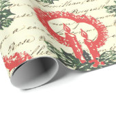  Victoriaans rode groene kerst Holly Candle Cadeaupapier (Rol Hoek)