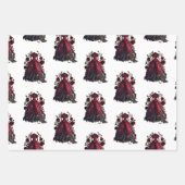 Victoriaans rode jurk en hakken | Antiek Rozen jur Inpakpapier Vel (Voorkant)