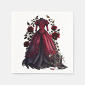 Victoriaans rode jurk en hakken | Antiek Rozen jur Servet (Voorkant)