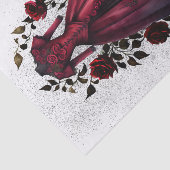 Victoriaans rode jurk en hakken | Antiek Rozen jur Tissuepapier (Detail)