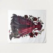 Victoriaans rode jurk en hakken | Antiek Rozen jur Wandkleed (Voorkant (horizontaal))