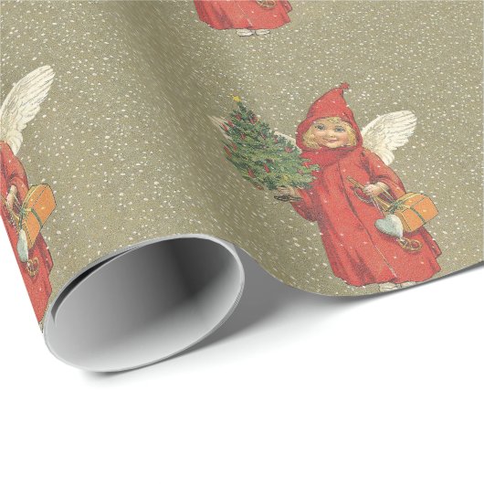  Victoriaans rode kerstmanenboom Cadeaupapier (Rol Hoek)