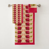 Victoriaans rode roos bad handdoek (Insitu)