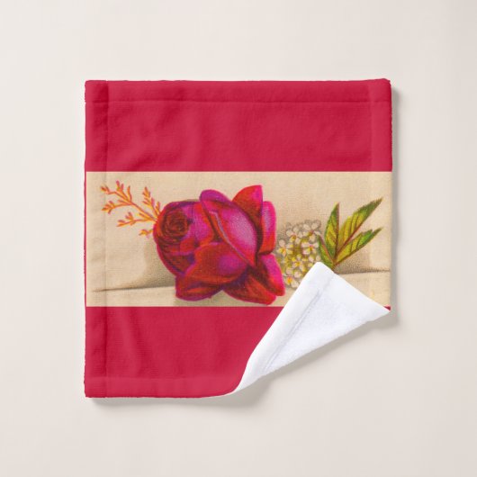 Victoriaans rode roos bad handdoek (Wasdoekje)