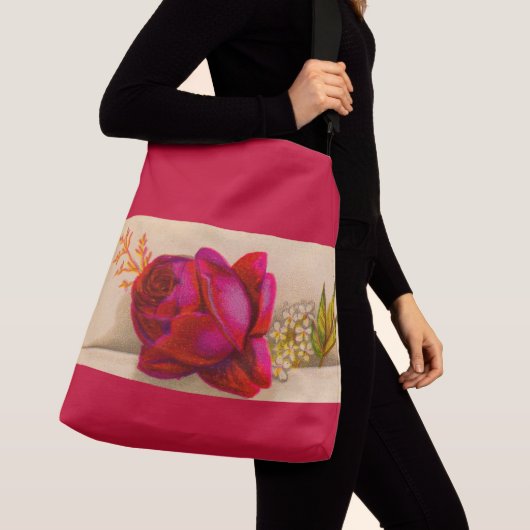 Victoriaans rode roos crossbody tas (Dichtbij)