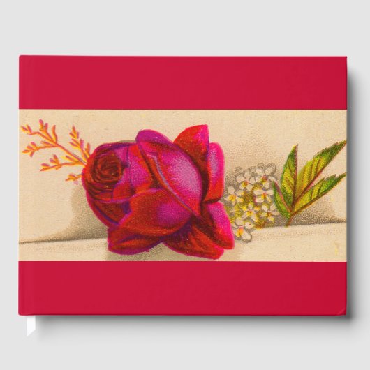 Victoriaans rode roos gastenboek (Voorkant)