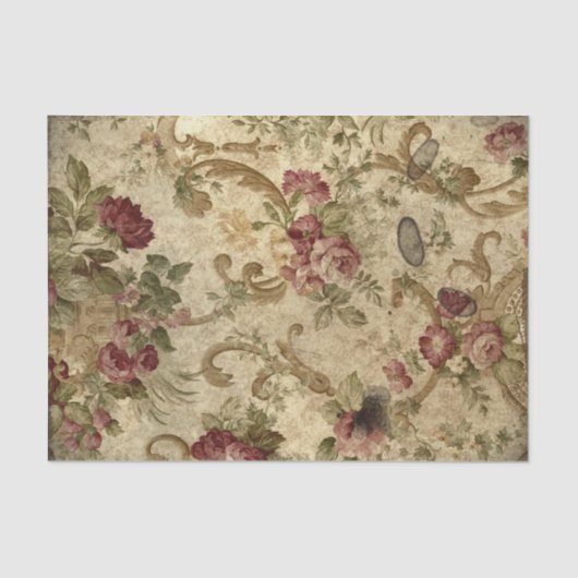 Victoriaans rode rozen en scrollen tissuepapier (Voorkant)