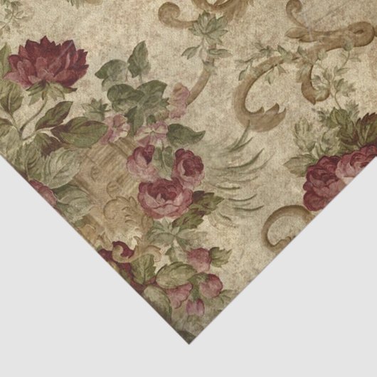 Victoriaans rode rozen en scrollen tissuepapier (Detail)