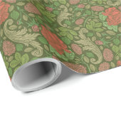 Victoriaans  rode rozen roze modembloemen cadeaupapier (Rol Hoek)