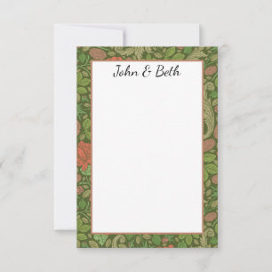 Victoriaans  Rode Rozen Roze Mums Bedankkaart