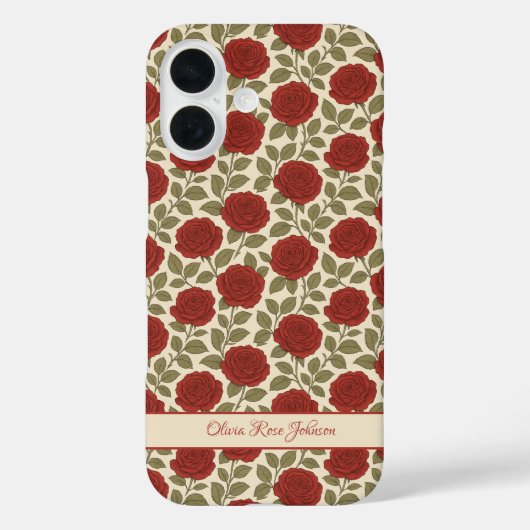 Victoriaans  rode rozenbloem Case-Mate iPhone case (Achterkant)