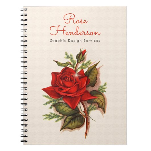  Victoriaans rode rozenRomance Notitieboek (Voorkant)