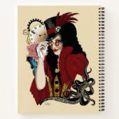 Victoriaans rode steampunk zwarte octopus notitieboek (Achterkant)
