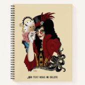 Victoriaans rode steampunk zwarte octopus notitieboek (Voorkant)