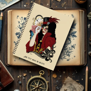 Victoriaans rode steampunk zwarte octopus notitieboek