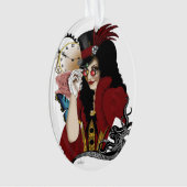 Victoriaans rode steampunk zwarte octopus ornament (voorkant)