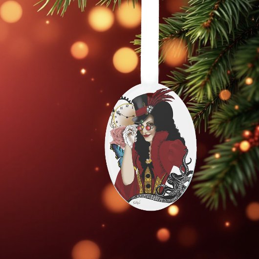 Victoriaans rode steampunk zwarte octopus ornament