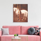 Victoriaans Romantisch meisje met witte stallion H Canvas Afdruk (Insitu (Woonkamer))