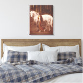 Victoriaans Romantisch meisje met witte stallion H Canvas Afdruk (Insitu (Slaapkamer))