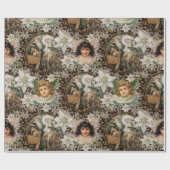 Victoriaans Romantische kerst Cadeaupapier (Vlak)