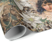 Victoriaans Romantische kerst Cadeaupapier (Rol Hoek)