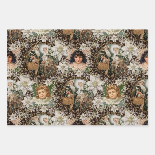 Victoriaans Romantische kerst Inpakpapier Vel (Voorkant 2)